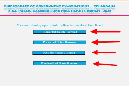 BSE Telangana SSC Hall Ticket Download