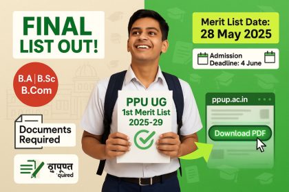 PPU UG 1st Merit List 2025-29